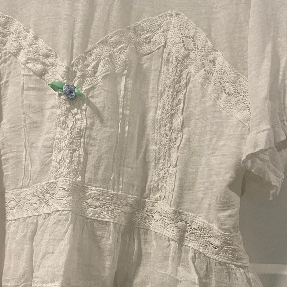 Free People White Lace Accent Blouse - Picture 3 of 6